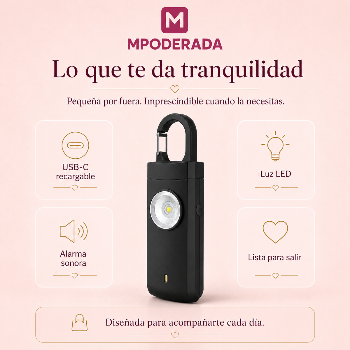 Características de la alarma personal MPODERADA Libre